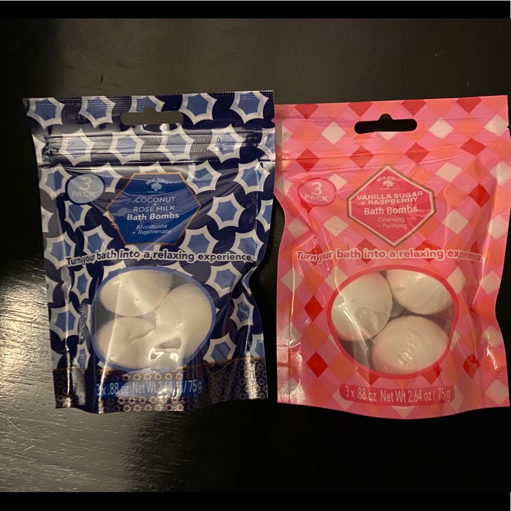 Bolero 2 sets bath bombs coconut rose raspberry